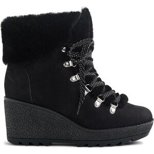 JCREW Black Nubuck Leather Lace up Nordic Hiking Boots